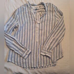Workshop Republic Clothing women's size XL blue & white long sleeved blouse NEW